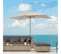 Outsunny Wooden Garden Parasol Sun Shade Patio Umbrella Canopy Cream, White