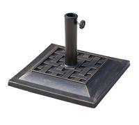 Outsunny 20 lbs Patio Market Umbrella Base Stand Resin Parasol Holder Square with Beautiful Decorative Pattern & Easy Setup for F1.5 F1.89 Pole for