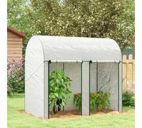 Outsunny Walk-In Greenhouse Zipped Roll Up Doors 200 x 100 x 178cm White