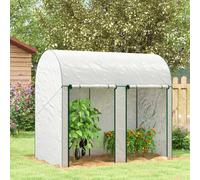 Outsunny Walk-In Greenhouse with Zipped Roll Up Doors, Small Tomato Greenhouse with Plastic Cover and Arched Top for Flowers, Vegetables and Herbs, 200 x 100 x 178cm, White
