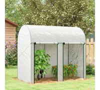Outsunny Walk-In Greenhouse with Zipped Roll Up Doors, Small Tomato Greenhouse with Plastic Cover and Arched Top for Flowers, Vegetables and Herbs, 200 x 100 x 178cm, White