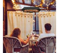 Outsunny 2000W Patio Electric Hanging Ceiling Heater Halogen Remote Aluminium - Black - Aluminum, Metal, Plastic, Glass, LED