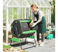 Outsunny 200L Compost Bin, Dual Chamber Rotating Tumbling Composter In Green Green