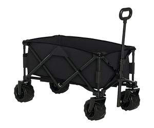 Outsunny 205L Festival Trolley on Wheels Folding Telescopic Handle Black | Camping Trolley Cart, Beach Cart, Wide Big Wheels, Outdoor Garden Fishing
