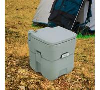 Outsunny 20L Portable Travel Mobile Toilet Outdoor Camping Handle WC with 2 Detachable Tanks & Push-button Operation, Grey GRAY