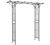 Outsunny 210cm Decorative Metal Garden Trellis Arch with Durable Steel Tubing & Elegant Scrollwork, Great for Weddings, Dark Gre