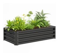Outsunny 216L Rectangle Raised Garden Bed Box with Weatherized Steel Frame for Vegetables, Flowers and Herbs, 120 x 60 x 30.5cm, Grey