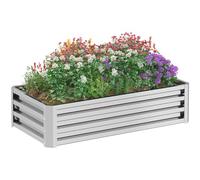 Outsunny Raised Garden Bed Elevated Planter Box for Flowers Silver - Silver - Steel - 120 cm x 60 cm x 30.5 cm