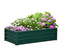 Outsunny 216L Raised Garden Bed, Galvanised Planter Box Outdoor with Open Bottom, Metal Raised Garden Bed Kit for Vegetables, Flowers and Herbs, 120 x 60 x 30.5cm, Green