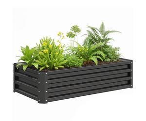 Outsunny 216L Raised Garden Bed, Galvanised Planter Box Outdoor with Open Bottom, Metal Raised Garden Bed Kit for Vegetables, Flowers and Herbs, 120 x 60 x 30.5cm, Grey