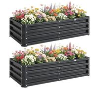 Outsunny 216L Raised Garden Bed Set of 2, 120 x 60 x 30.5cm, Grey