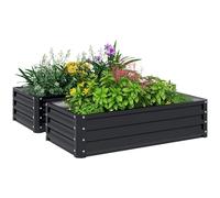 Outsunny 216L Raised Garden Bed, Set of 2 Galvanised Planter Box Outdoor with Open Bottom, Metal Raised Garden Bed Kit for Vegetables, Flowers and Herbs, 120 x 60 x 30.5cm, Grey