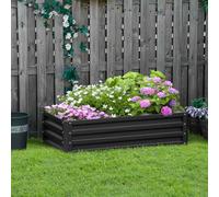 Outsunny 216L Rectangle Raised Garden Bed Box with Weatherized Steel Frame for Vegetables, Flowers and Herbs, 120 x 60 x 30.5cm, Grey Grey
