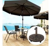 OUTSUNNY 21kg Resin Garden Parasol Base Umbrella Stand with Wheels in Brown Outsunny Brown