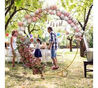 OUTSUNNY 222cm Gold Tone Wedding Arch Round Backdrop Stand for Birthday Party Outsunny Gold