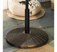Outsunny 25 kg Round Cement Parasol Base, Umbrella Stand Holder with Rattan Style Pattern for 38, 48 mm Poles for Outdoor, Garden, Antique Bronze - Antique Bronze - Cement, metal and HDPE - Φ53cm x 40