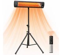 Outsunny 2500 W Electric Infrared Patio Heater, IP65 Garden Heater, Black