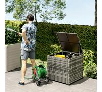 Outsunny 253L Garden Storage Box, Rattan Deck Box with Liner, Mixed Grey - PE Rattan, Steel - 72 x 72 x 70 cm - Mixed-grey