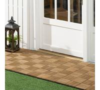 Outsunny 27 Pcs Wooden Interlocking Decking Tiles, Outdoor Flooring Tiles - Brown, Brown