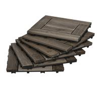 Outsunny 27 Pcs Wooden Interlocking Decking Tiles, 30 x 30 cm Outdoor Flooring Tiles, 2.5m² per Pack, for Patio, Balcony, Terrace, Hot Tub, Charcoal Grey Grey