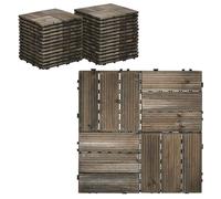 Outsunny 27 Pcs Wooden Decking Tiles, 30x30cm Decking Boards, 2.5?, Grey, Grey