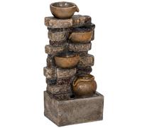 Outsunny 28" 5-Tier Outdoor Fountain, Cascading Waterfall Feature with LED Lights, Adjustable Flow, Rustic Brown