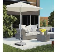 Outsunny 28kg Heavy Duty Granite Parasol Base Square Umbrella Stand with Wheels & Retractable Handle, for 32mm, 38mm, 48mm Poles - Grey