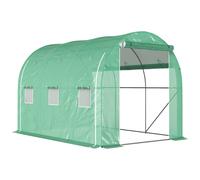 Outsunny 296 x 196cm Steel Frame Polytunnel Greenhouse - Green