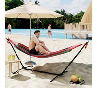 Outsunny 298 x 117cm Hammock with Metal Stand Carrying Bag 120kg Multicolour