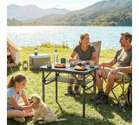 Outsunny 2ft Folding Camping Table, Picnic Table with Storage Layer, Black - 1 - 60 x 40 x 26-60 cm - 40