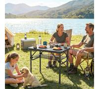 Outsunny 2ft Folding Camping Table, Picnic Table with Storage Layer, Black - 1 - 60 x 40 x 26-60 cm - 40