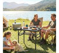 Outsunny 2ft Folding Camping Table, Picnic Table with Storage Layer, Black - 1 - 60 x 40 x 26-60 cm - 40