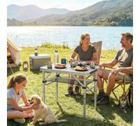 Outsunny 2ft Folding Camping Table, Picnic Table with Storage Layer, Black