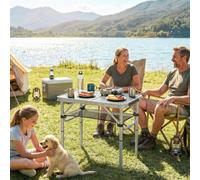 Outsunny 2ft Folding Camping Table, Picnic Table with Storage Layer, Black