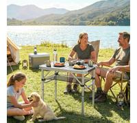 Outsunny 2ft Folding Camping Table, Picnic Table with Storage Layer, Black