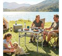 Outsunny 2Ft Folding Camping Table, Picnic Table With Storage Layer, Black Black