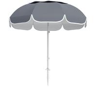 Outsunny 2m Beach Umbrella Portable with Sand Anchor, Adjustable Height & Tilt Beach Parasol with Carry Bag, UPF50+ UV Protection Sunshade Shelter, Grey Grey