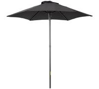 Outsunny 2m Garden Parasol Umbrella, Outdoor Sun Shade with 6 Sturdy Ribs for Balcony, Bench, Garden, Black