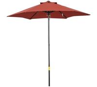 Outsunny 2m Garden Parasol Umbrella, Outdoor Sun Shade with 6 Sturdy Ribs for Balcony, Bench, Garden, Wine Red