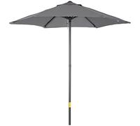 Outsunny 2m Garden Parasol Umbrella with Aluminium Pole, Outdoor Table Parasol Sun Shade with 6 Sturdy Ribs for Balcony, Beach, Garden, Dark Grey