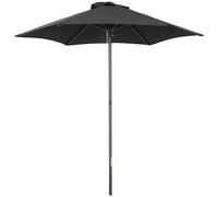 Outsunny 2m Garden Parasol Umbrella with Aluminium Pole, Outdoor Table Parasol Sun Shade with 6 Sturdy Ribs for Balcony, Beach, Garden, Black