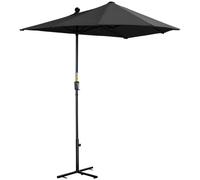 Outsunny 2m Half Garden Parasol Market Umbrella w/ Crank Handle - Base Black | TJ Hughes