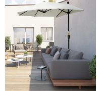 OUTSUNNY 2m Half Garden Parasol Market Umbrella w/ Crank Handle, Base in Cream Outsunny Cream