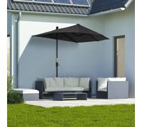 Outsunny 2M Half Garden Parasol Market Umbrella W/ Crank Handle, Base In Black