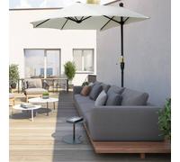 OUTSUNNY 2m Half Garden Parasol Market Umbrella w/ Crank Handle, Base in Cream Outsunny Cream