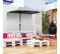 OUTSUNNY 2m Half Garden Parasol Market Umbrella w/ Crank Handle, Base in Dark Grey Outsunny Dark Grey