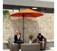 Outsunny 2m Half Garden Parasol Market Umbrella w/ Crank Handle, Orange