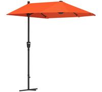 Outsunny 2m Half Garden Parasol Market Umbrella w/ Crank Handle - Orange | TJ Hughes