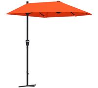 Outsunny 2m Half Parasol Market Umbrella Garden Balcony Parasol with Crank Handle, Cross Base, Double-Sided Canopy, Orange Orange