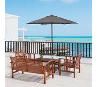 Outsunny 2m Garden Parasol Umbrella, Outdoor Sun Shade with 6 Sturdy Ribs for Balcony, Bench, Garden, Dark Grey